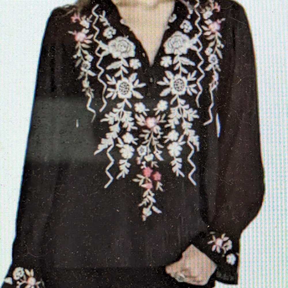 Johnny Was Roma Victorian Prairie Blouse Large